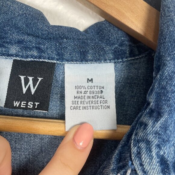 Vintage Studio West Blue Beaded Zip Jean Jacket Sz: M - Picture 10 of 11